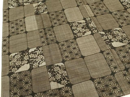 平和屋着物●本場大島紬　7マルキ　麻の葉格子花文　正絹　逸品　未使用　DABF3721op