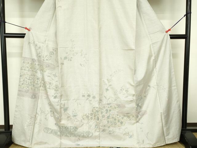平和屋着物●中国三大刺繍　スワトウ刺繍　汕頭刺繍　総刺繍　訪問着　本場大島紬 総詰め 100亀甲 花霞文 やまと誂製 正絹 逸品 DABF3724op