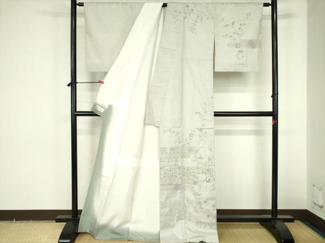 平和屋着物●中国三大刺繍　スワトウ刺繍　汕頭刺繍　総刺繍　訪問着　本場大島紬 総詰め 100亀甲 花霞文 やまと誂製 正絹 逸品 DABF3724op