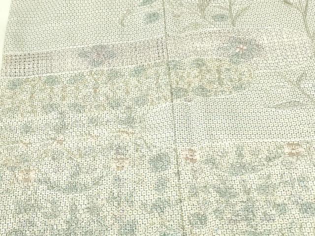平和屋着物●中国三大刺繍　スワトウ刺繍　汕頭刺繍　総刺繍　訪問着　本場大島紬 総詰め 100亀甲 花霞文 やまと誂製 正絹 逸品 DABF3724op