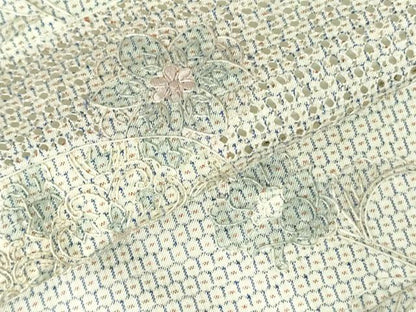 平和屋着物●中国三大刺繍　スワトウ刺繍　汕頭刺繍　総刺繍　訪問着　本場大島紬 総詰め 100亀甲 花霞文 やまと誂製 正絹 逸品 DABF3724op