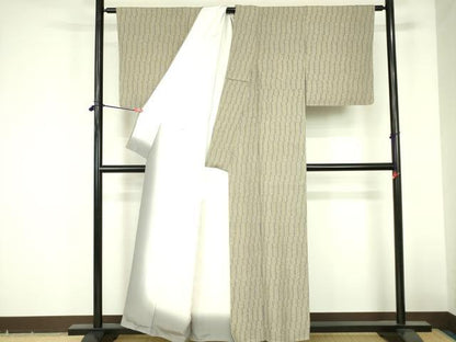 平和屋着物●東京染伝統工芸士　金田昇　小紋　変わり間道　反端付き　正絹　逸品　未使用　DABF3726op