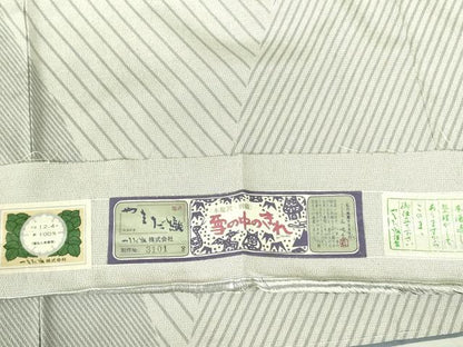 平和屋着物●藤倉守正　本塩沢　訪問着　斜線文　やまだ織　雪の中のきれ　証紙付き　正絹　逸品　DABF3727op