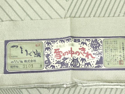 平和屋着物●藤倉守正　本塩沢　訪問着　斜線文　やまだ織　雪の中のきれ　証紙付き　正絹　逸品　DABF3727op
