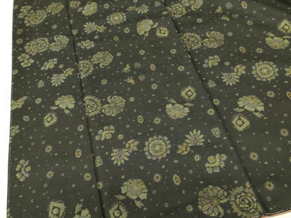 平和屋着物●本場大島紬　9マルキ　古代染色　純泥染　更紗花鳥文　高島屋扱い　証紙付き　正絹　逸品　DABF3728op