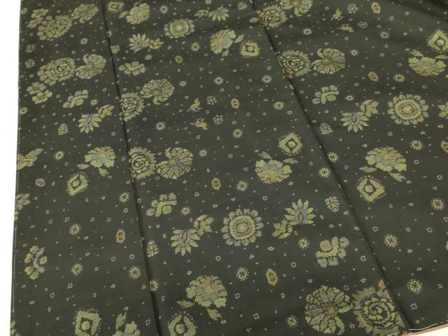 平和屋着物●本場大島紬　9マルキ　古代染色　純泥染　更紗花鳥文　高島屋扱い　証紙付き　正絹　逸品　DABF3728op