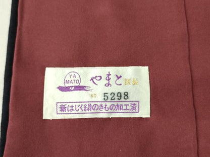 平和屋着物●上質な紬　藍華織　花唐草文　やまと誂製　証紙付き　正絹　逸品　DABF3730op