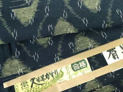 平和屋着物●久留米絣　単衣　有馬　抽象文様　証紙付き　綿　逸品　DABF3733op