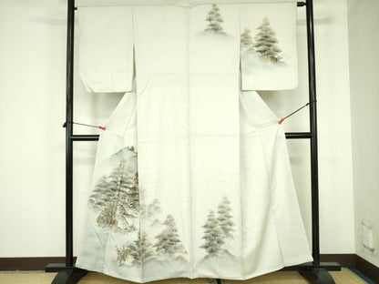 平和屋着物▼訪問着　手描き　風景文　暈し染め　金彩　正絹　逸品　DABF3749op
