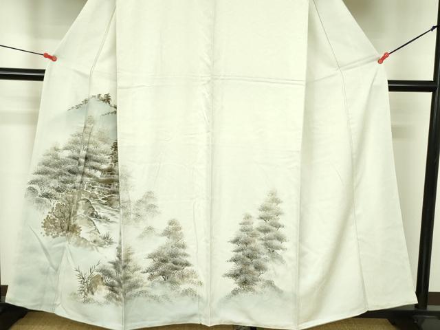 平和屋着物▼訪問着　手描き　風景文　暈し染め　金彩　正絹　逸品　DABF3749op
