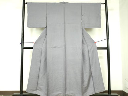平和屋着物▼上質な色無地　霞地紋　薄鼠色　正絹　逸品　DABF3753op