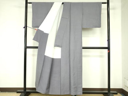 平和屋着物▼上質な色無地　霞地紋　薄鼠色　正絹　逸品　DABF3753op