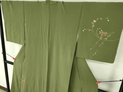 平和屋着物▼訪問着　総刺繍　草花　金彩　正絹　逸品　DABF3756op