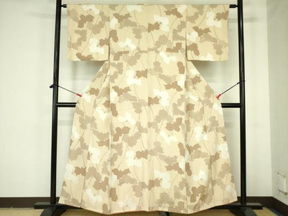 平和屋着物▼上質な小紋　地紋起こし　草花　正絹　逸品　DABF3764op