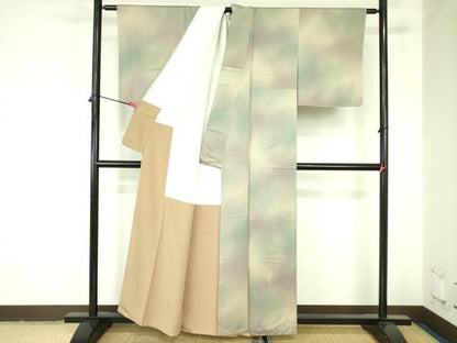 平和屋着物▼上質な小紋　小花地紋　暈し染め　正絹　逸品　DABF3768op