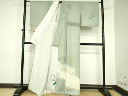 平和屋着物▽訪問着　無双　紗袷　紗×絽　草花　暈し染め　正絹　逸品　DABF3787op
