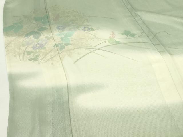 平和屋着物▽訪問着　無双　紗袷　紗×絽　草花　暈し染め　正絹　逸品　DABF3787op
