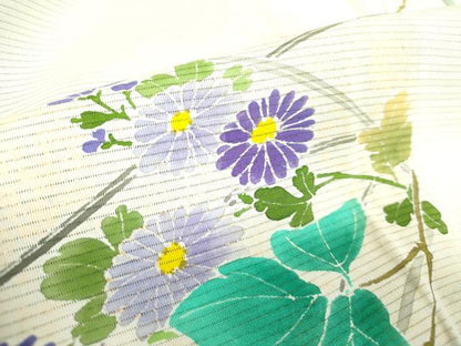 平和屋着物▽訪問着　無双　紗袷　紗×絽　草花　暈し染め　正絹　逸品　DABF3787op