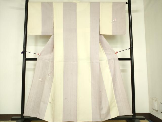 平和屋着物▽訪問着　単衣　紬地　総刺繍　舞花　正絹　逸品　DABF3788op