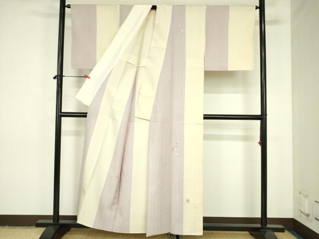 平和屋着物▽訪問着　単衣　紬地　総刺繍　舞花　正絹　逸品　DABF3788op