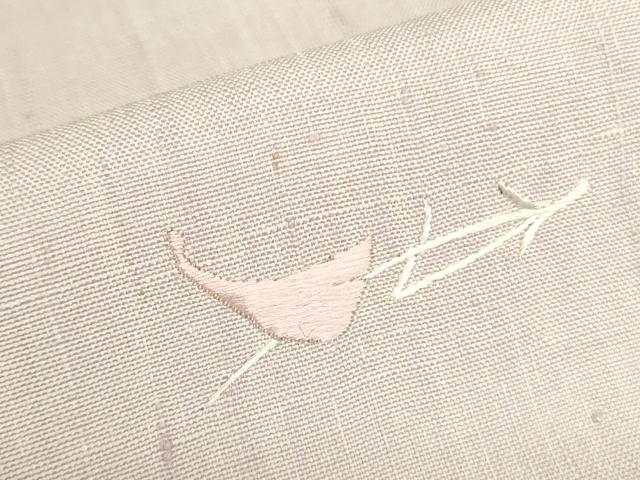 平和屋着物▽訪問着　単衣　紬地　総刺繍　舞花　正絹　逸品　DABF3788op