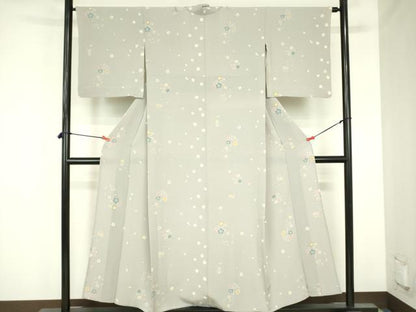 平和屋着物▽上質な小紋　単衣　舞桜　金彩　正絹　逸品　DABF3791op