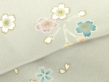 平和屋着物▽上質な小紋　単衣　舞桜　金彩　正絹　逸品　DABF3791op