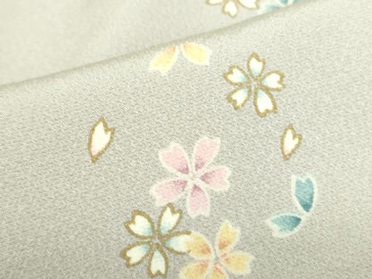 平和屋着物▽上質な小紋　単衣　舞桜　金彩　正絹　逸品　DABF3791op