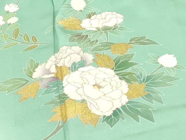 平和屋着物▽訪問着　単衣　枝梅　草花　暈し染め　金彩　正絹　逸品　DABF3797op