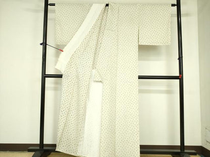 平和屋着物▽上質な小紋　単衣　十字絣　正絹　逸品　DABF3798op