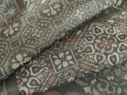 平和屋着物▽上質な紬　単衣　麻の葉花文　正絹　逸品　DABF3799op