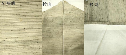 平和屋着物▽上質な紬　単衣　横段文　正絹　逸品　DABF3800op