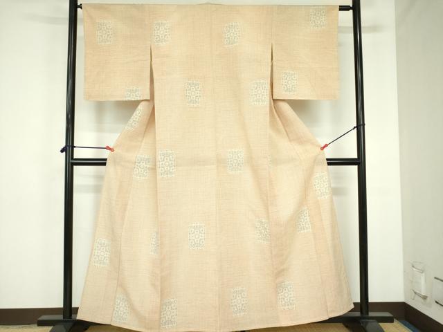 平和屋着物▽上質なお召　単衣　草花　正絹　逸品　DABF3801op