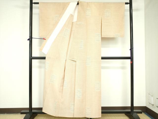 平和屋着物▽上質なお召　単衣　草花　正絹　逸品　DABF3801op