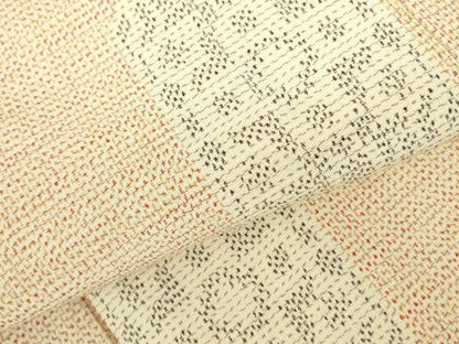 平和屋着物▽上質なお召　単衣　草花　正絹　逸品　DABF3801op