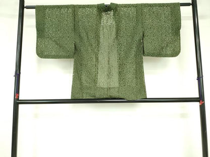 平和屋着物▽羽織　スリーシーズン　春夏秋　塵除け　総レース　花尽くし　草色　DABF3803op