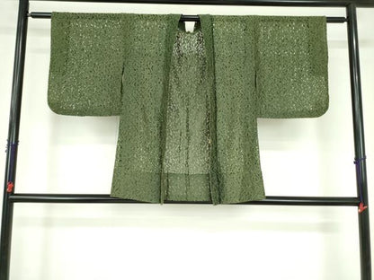 平和屋着物▽羽織　スリーシーズン　春夏秋　塵除け　総レース　花尽くし　草色　DABF3803op