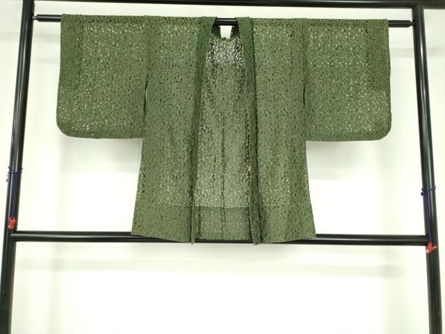 平和屋着物▽羽織　スリーシーズン　春夏秋　塵除け　総レース　花尽くし　草色　DABF3803op