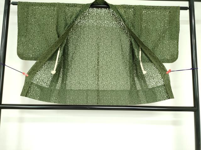 平和屋着物▽羽織　スリーシーズン　春夏秋　塵除け　総レース　花尽くし　草色　DABF3803op
