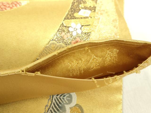 平和屋本店●西陣　長嶋成織物　ながしま帯　六通柄袋帯　瀞金錦　束ね熨斗鴛鴦花文　正絹　逸品　DABF3913op