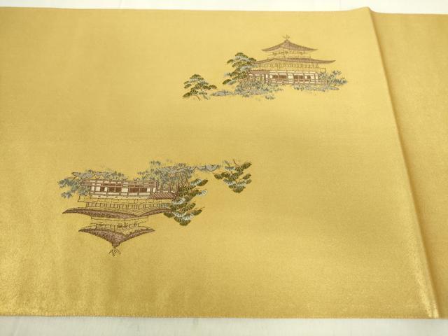 平和屋本店●六通柄袋帯　京百景絵図　金泥箔　本金箔　正絹　逸品　DABF3945op