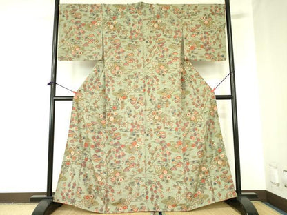 平和屋着物●上質な小紋　花蝶文　正絹　逸品　DABF3996op