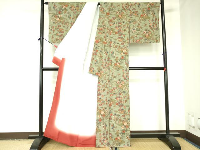 平和屋着物●上質な小紋　花蝶文　正絹　逸品　DABF3996op