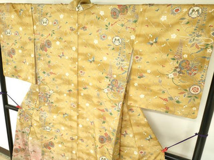 平和屋着物●訪問着　舞蝶花鼓文　暈し染め　金彩　正絹　逸品　DABF3997op