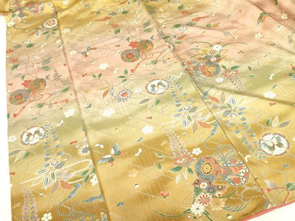 平和屋着物●訪問着　舞蝶花鼓文　暈し染め　金彩　正絹　逸品　DABF3997op