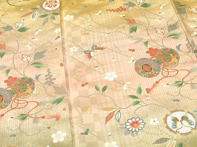 平和屋着物●訪問着　舞蝶花鼓文　暈し染め　金彩　正絹　逸品　DABF3997op