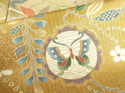 平和屋着物●訪問着　舞蝶花鼓文　暈し染め　金彩　正絹　逸品　DABF3997op