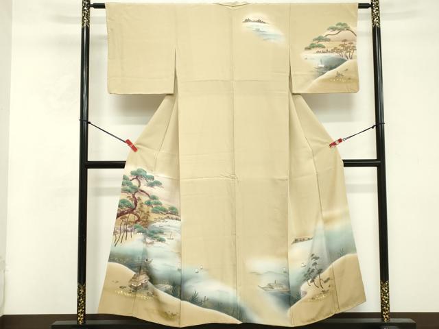 平和屋着物■訪問着 手描き 風景文 暈し染め 金彩 正絹 逸品 DABF4026cd