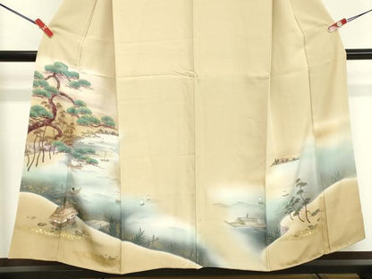 平和屋着物■訪問着 手描き 風景文 暈し染め 金彩 正絹 逸品 DABF4026cd