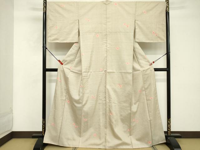 平和屋着物■上質な小紋　紬地　枝花文　正絹　逸品　DABF4041cd